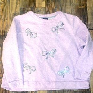 Women's Pink Sweatshirt with Silver Bow Accents